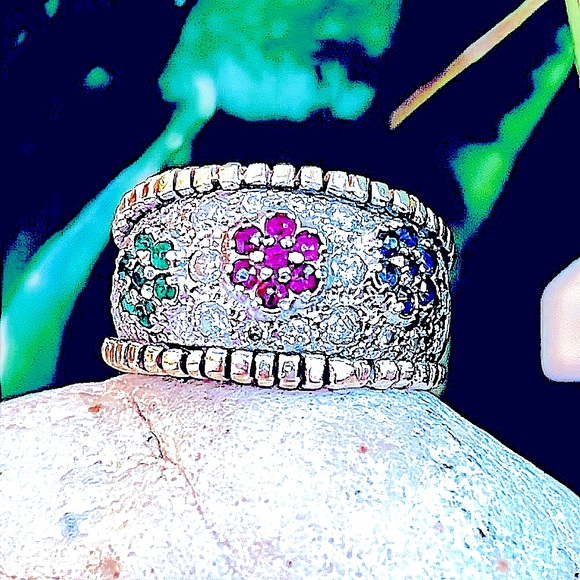 14k gold sapphire ruby, an emerald ring - Picture 4 of 13